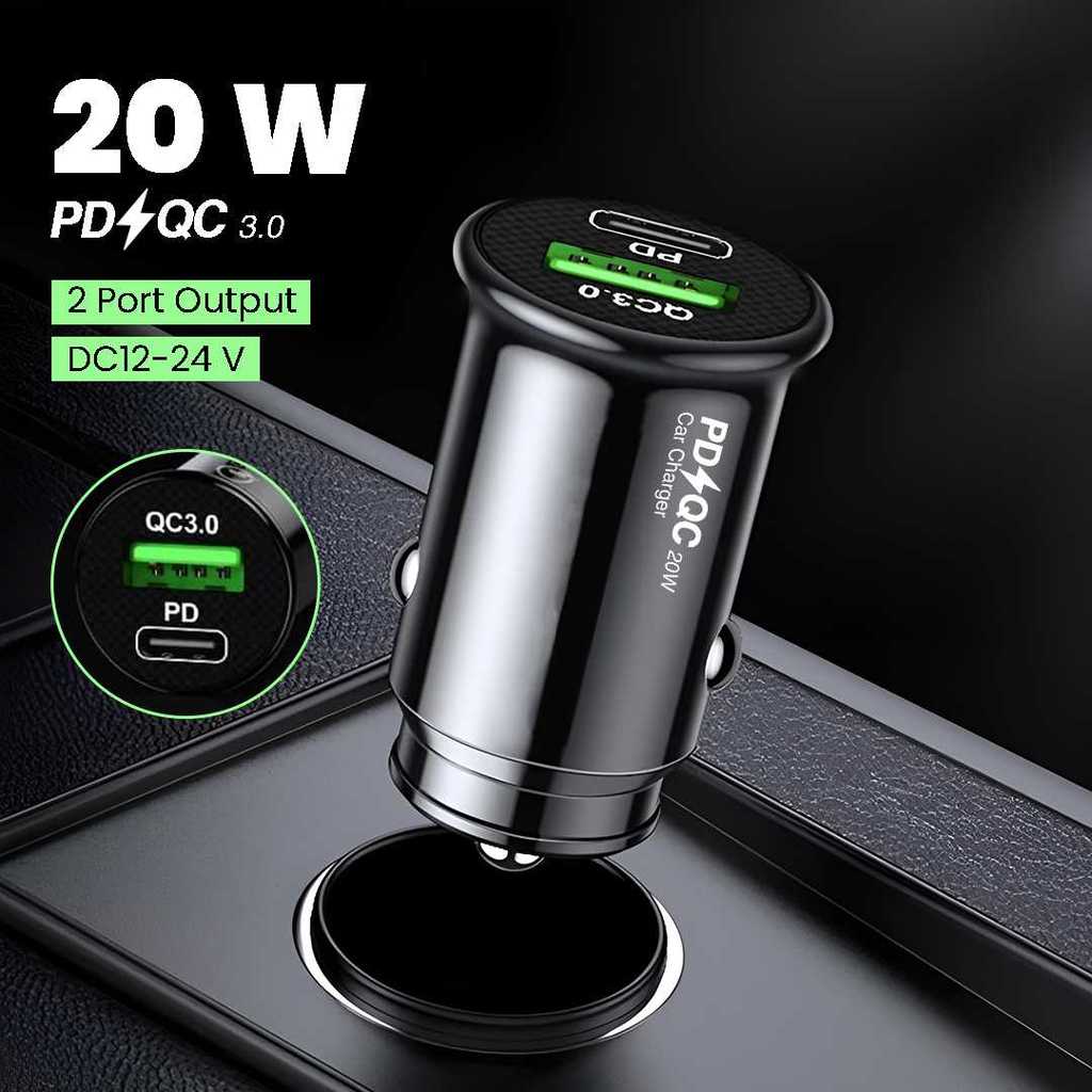 KUULAA ที่ชาร์จแบตในรถ Fast Charging PD QC 3.0 Dual USB 20W Type C USB A318