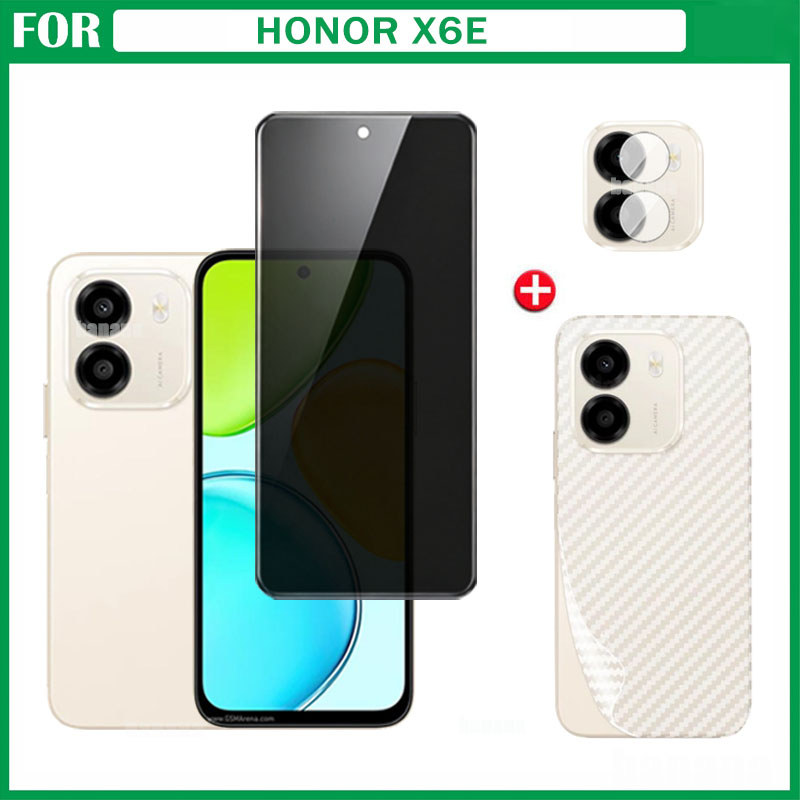 Honor X6E Anti-Spy Privacy Tempered Glass Honor X6C X6D X6B X6A ปกป้องหน้าจอ+ฟิล์มเลนส์กล้อง+ฟิล์มด้