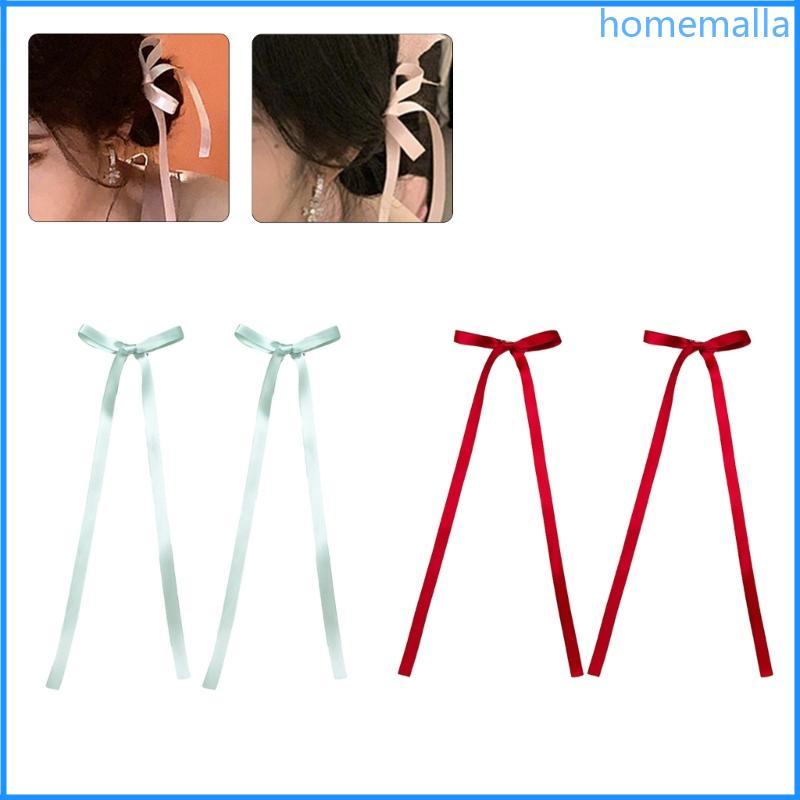 HO Girls Flat Clips Hairpin 2000s Style Ribbon Balletcore for Women Girls Bunches