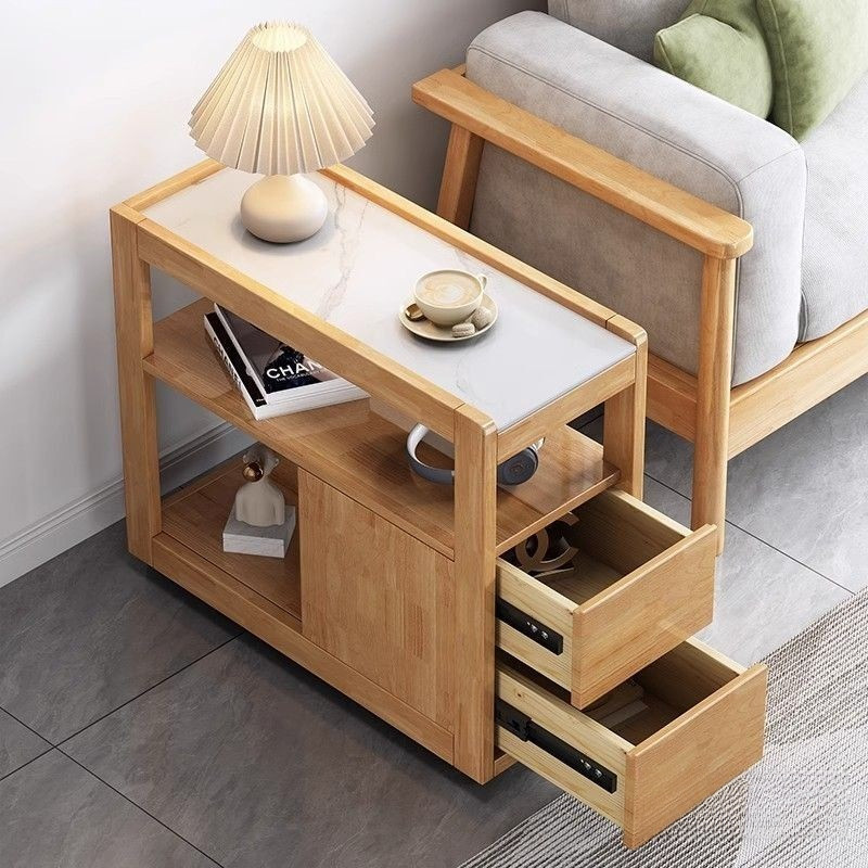 Sofa Side Table，Solid Wood Sofa, Side Cabinet, Simple Living Room, Small Household Tea Table, Modern
