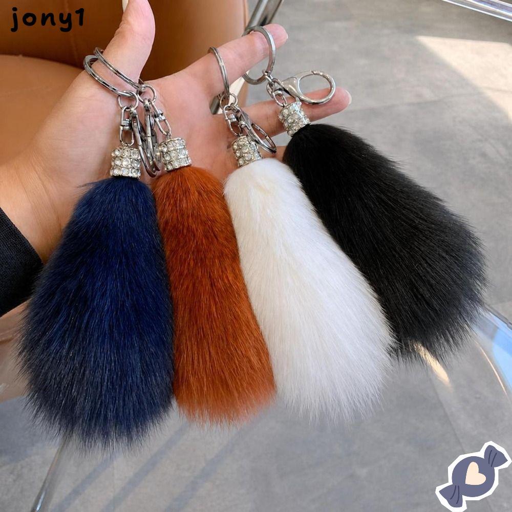 THUY Fur Tail Key Ring, Fluffy Texture Fur Tail Keychain, Multicolor Tail Shape Lobster Clasp Fluffy
