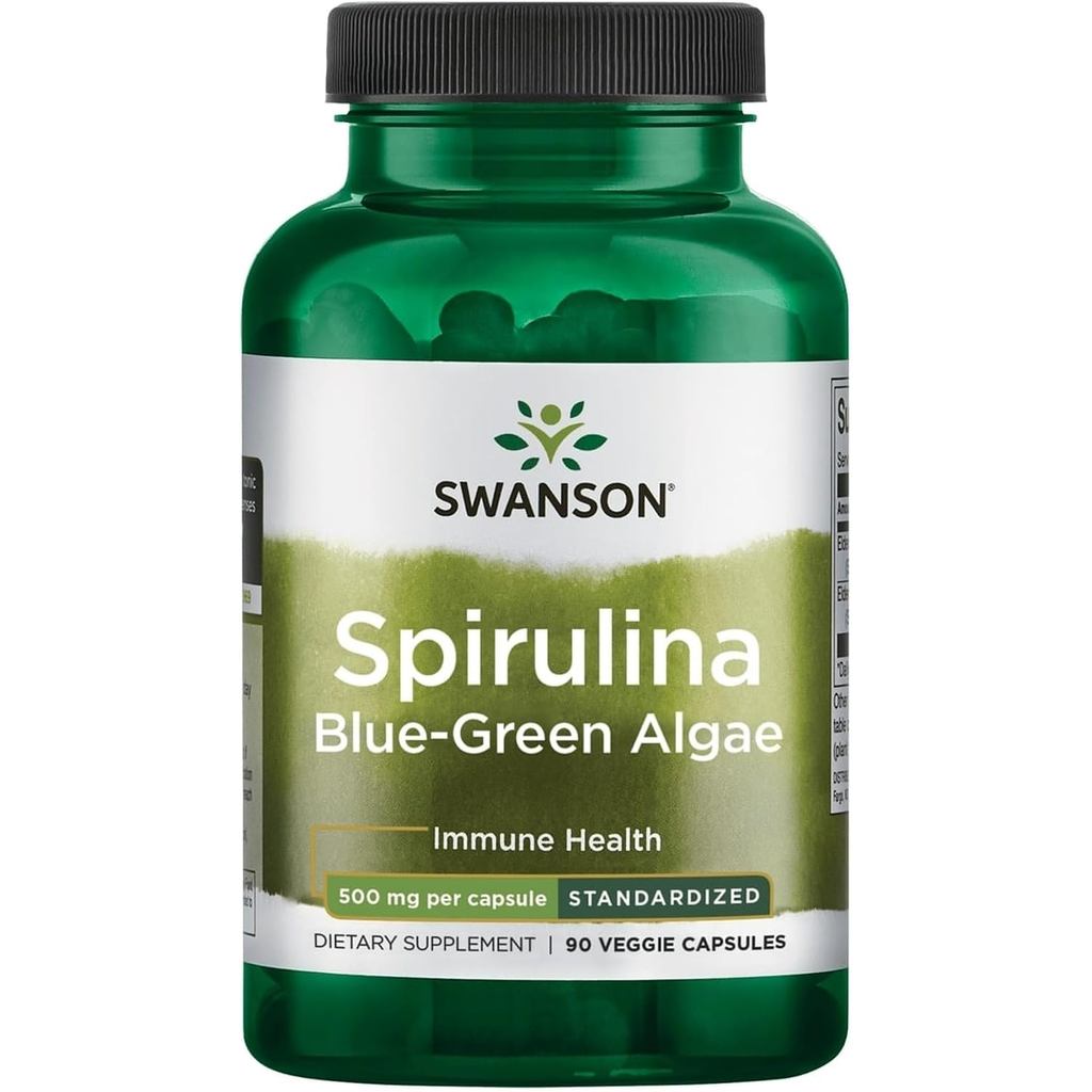 Swanson Spirulina Blue-Green Algae, 500 มก., 90 Veg Capsules