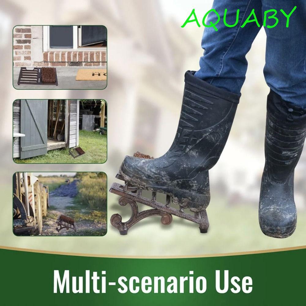 AQUABY BOOT Brush Scraper, Cast Iron Stiff Bristles Boot Scrubber, Rustic No Assembly Needed Angled 
