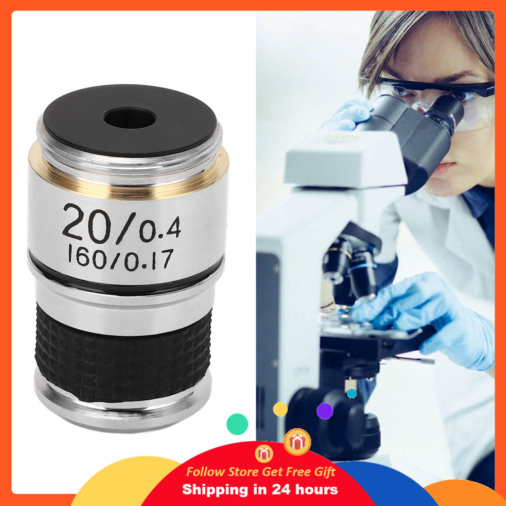 supergoodsales 20X Microscope Objective Lens RMS Interface Accessory พร้อมฟิล์มส่งผ่านสูง