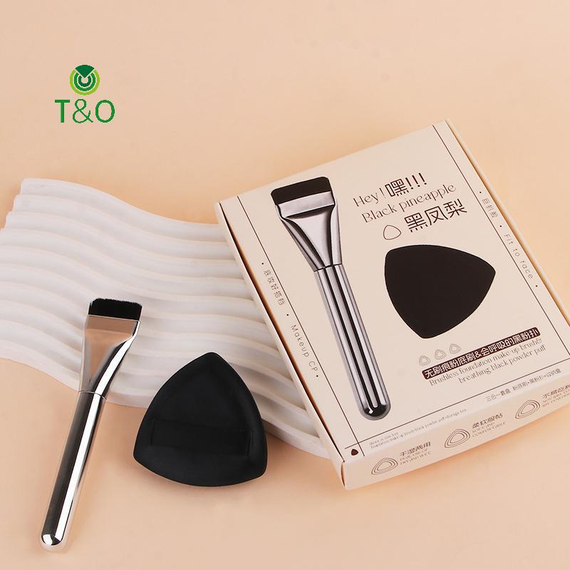 T&O 3-In-1 Flat-Head Foundation Brush และพัฟแต่งหน้าฟองน้ํา Ultra-Thin Head Traceless คอนซีลเลอร์ Ap