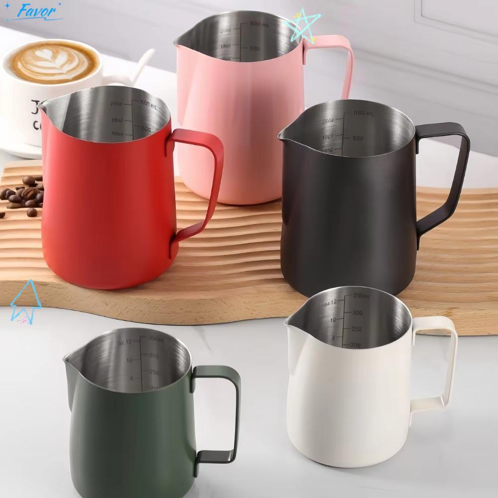 FAVOR กาแฟ Frother นมเหยือก, 350ml สแตนเลสสตีลกาแฟนม Frothing เหยือก, คุณภาพสูง Barista Professional