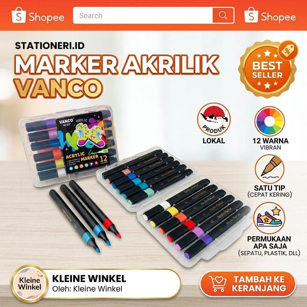 VANCO ACRYLIC MARKER 12 สี I ACRYLIC MARKER VANCO 12 สี [1 ชุด]