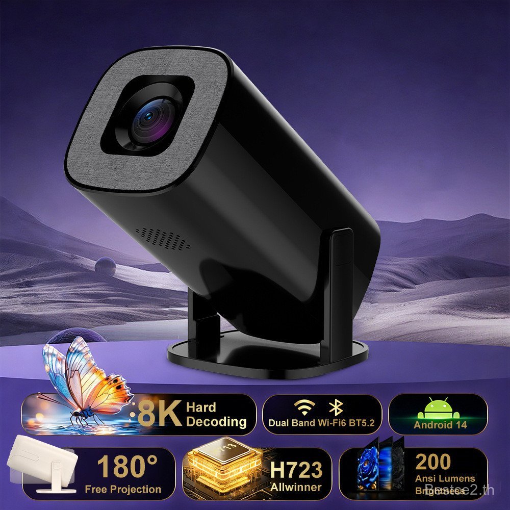 V1 โปรเจคเตอร์ Android 14 Home HD 8K แบบพกพา LCD Ultra HD หน้าจอเดียวกัน P30 โปรเจคเตอร์