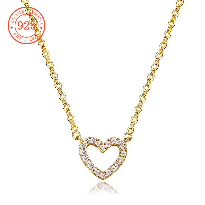 SHEFULI อารมณ์เรียบง่ายแฟลชเพชร Hollow Love สร้อยคอหญิง CSX1945