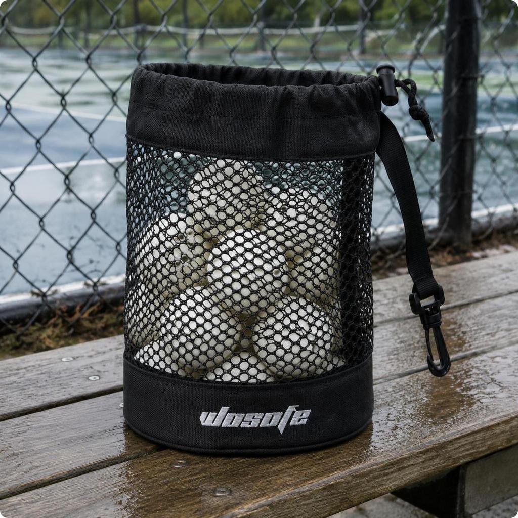 [txeji] Drawstring Mesh Sports Sphere Bag Large Mesh Sports Sphere Bag Black