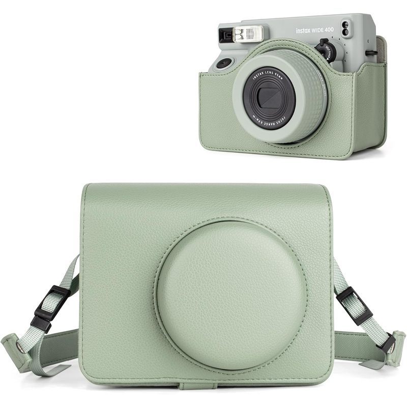 เคสกล้อง Fuji WIDE 400, เคสป้องกันหนัง PU สําหรับกล้อง Fuji Instax Wide 400 ทันทีพร้อมสายสะพายไหล่ปร