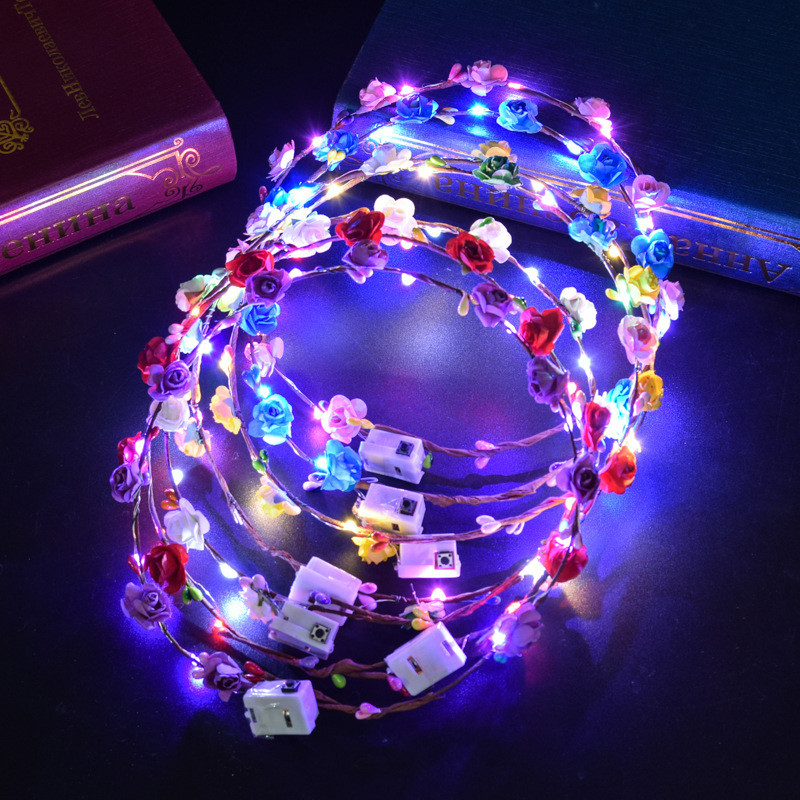 ~~ Cross-Border Luminous Garland Headdress แถบคาดศีรษะกระพริบโฟมสถานที่ท่องเที่ยว Night Market Stall