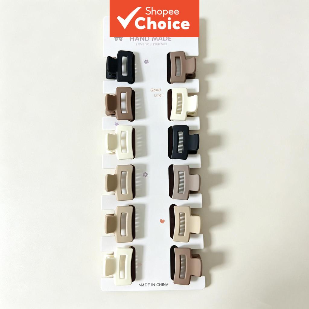 Morandi Matte 24 ชิ้นคลิปผมขนาดเล็กรูปสี่เหลี่ยมผืนผ้า Neutral Tone สีทึบเรียบง่ายหรูหรา Casual ทรงผ