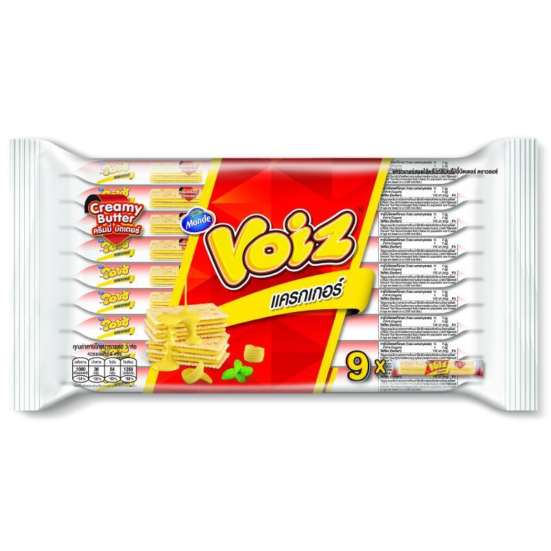 วอยซ์แครกเกอร์สอดไส้ครีมกลิ่นครีมมี่บัตเตอร์ 216กรัม Voiz Cracker Creamy Butter Flavour 216g.