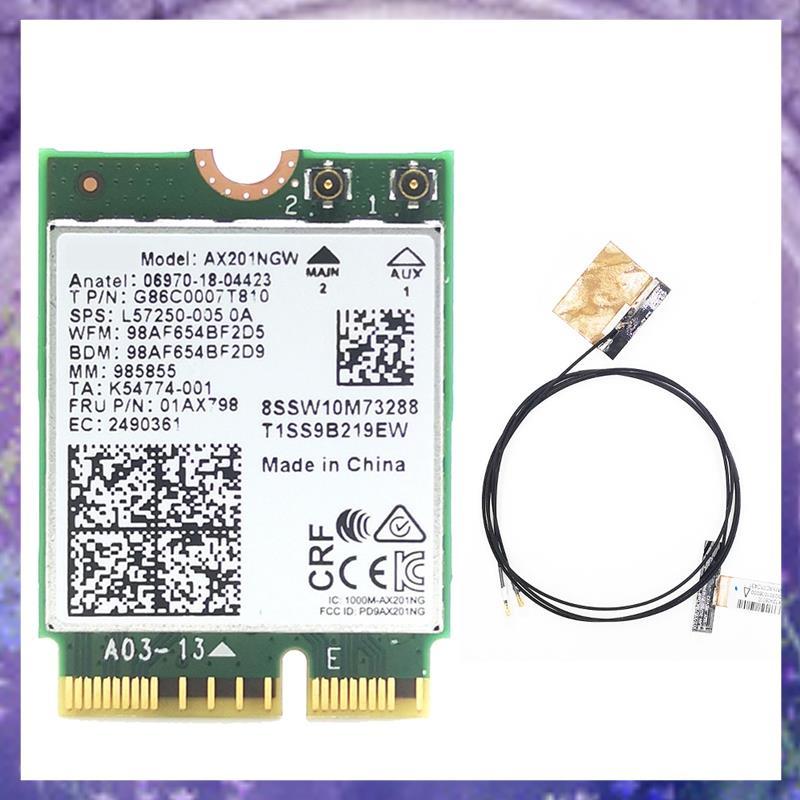 [PM] AX201 AX201NGW WiFi Card พร้อม 2XAntenna M.2 CNVio2 2.4 Ghz/5Ghz WiFi Card อุปกรณ์เสริมเสาอากาศ