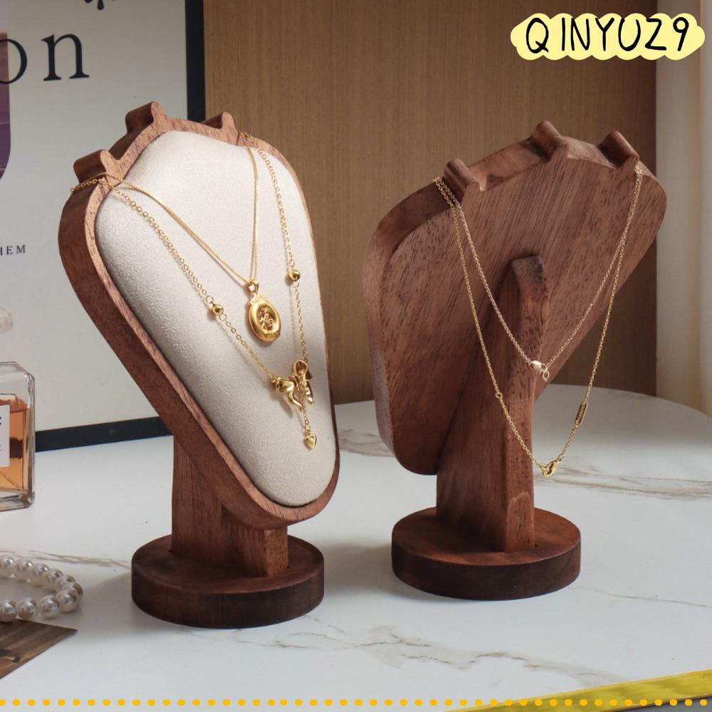 QINYUZ9QX สร้อยคอแสดง, ไม้ดิบนิทรรศการอุปกรณ์ประกอบฉากเรขาคณิต, ของขวัญไม้หรูหราชั้นเก็บเครื่องประดั