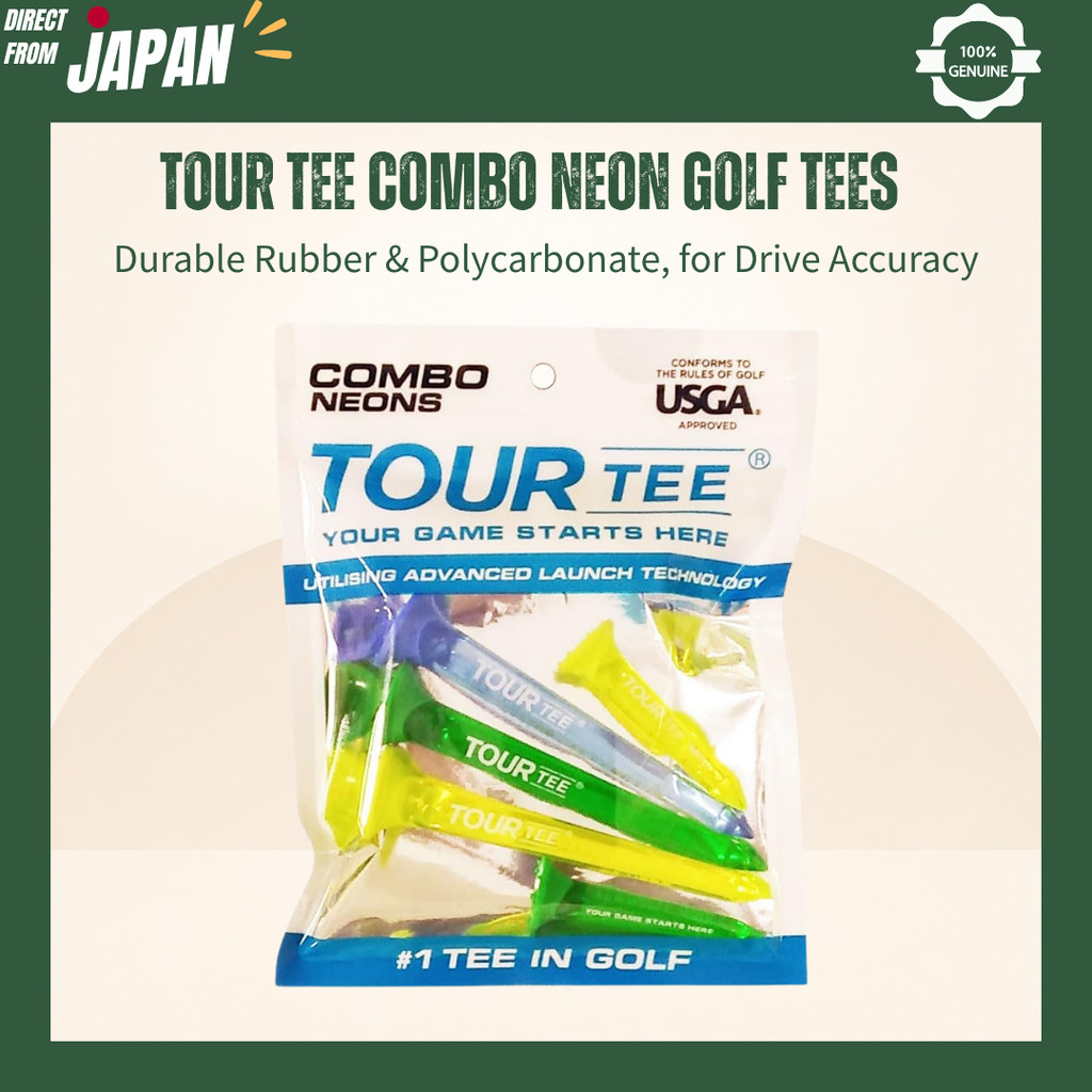 Tour Tee Combo Neon Golf Tees – Durable Rubber & Polycarbonate, for Drive Accuracy