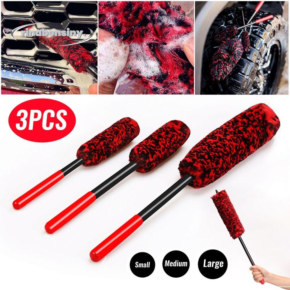 RINABONSINY 3 ชิ้นแปรงทําความสะอาดล้อรถจักรยานยนต์ Rim Care Car Care Hub Care เครื่องมือ