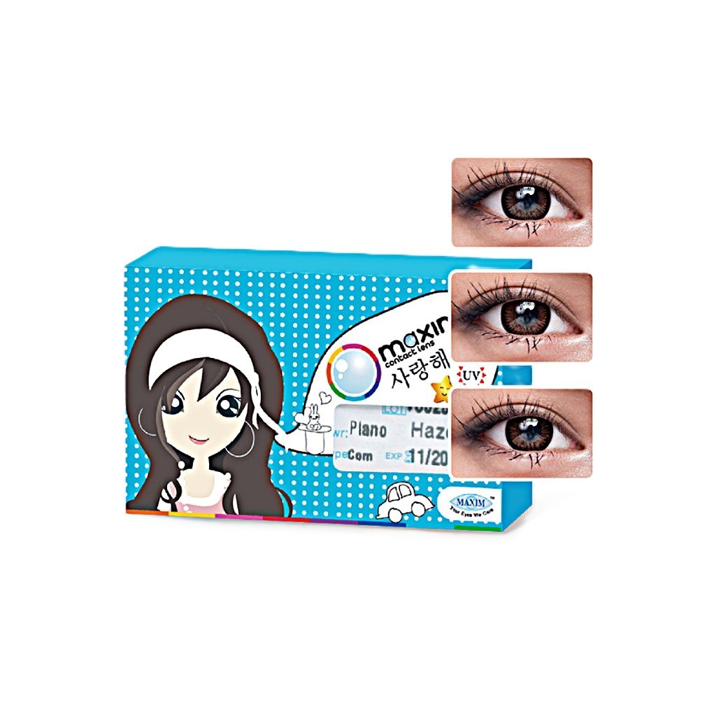 Maxim Colors Pretty Eyes สี Hazel รายเดือน คอนแทคเลนส์สี แม็กซิม จำนวน/กล่อง 2 ชิ้น