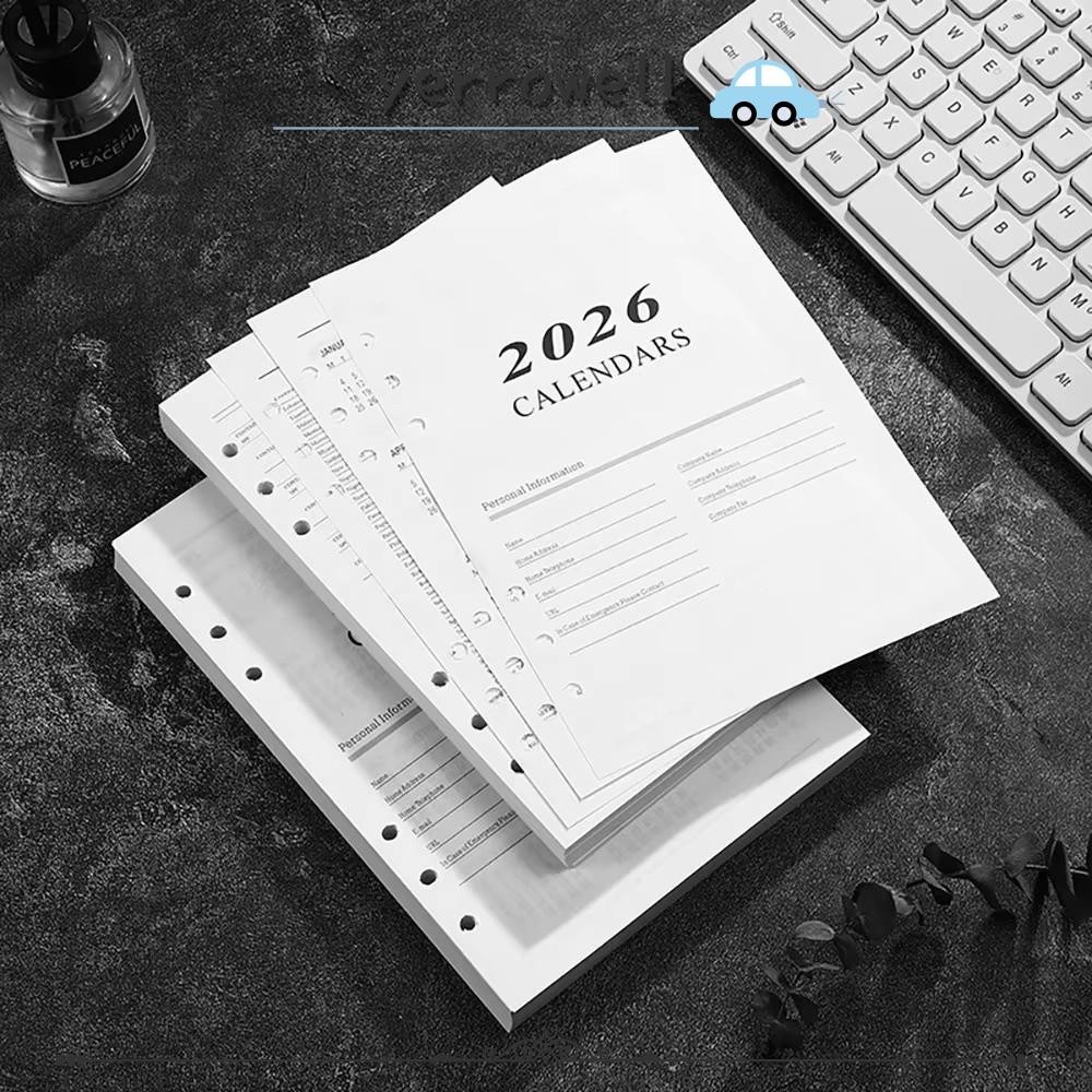 YERROWELL Binder หน้าด้านใน, Daily Planner Perforated Sheets A5 Notebook, ทนทาน Refill Page Loose Le