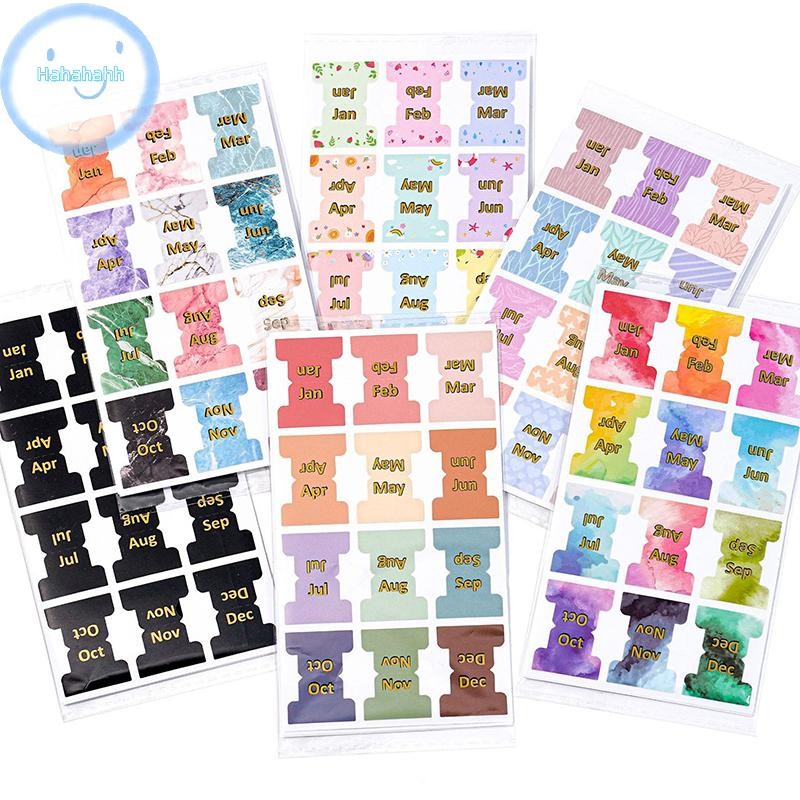 Haha 60 ชิ้น/5 แผ่นที่มีสีสันรายเดือนแท็บสําหรับ Planner กาวสติกเกอร์ตกแต่งสําหรับ Office Planners องค์กร TH