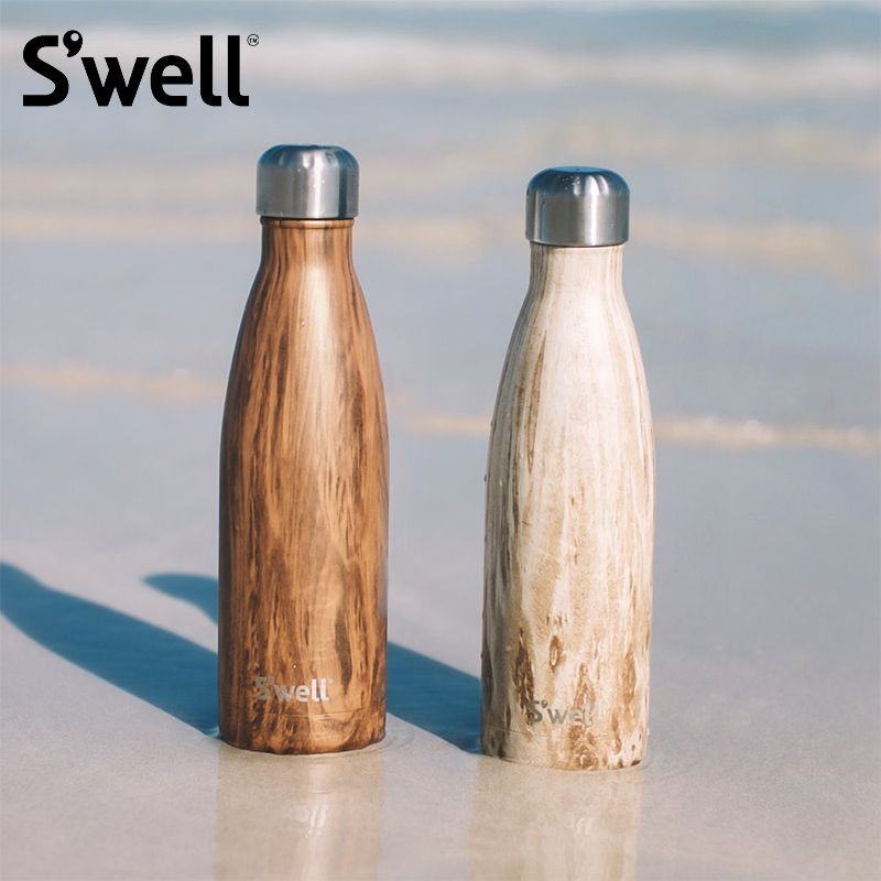 Swell Bottle กระเป๋าน้ำร้อนเย็นเก็บอุณหภูมิ Swell Bottle แบบขวดโค้กไม้สำหรับผู้ชายผู้หญิง เก็บอุณหภู