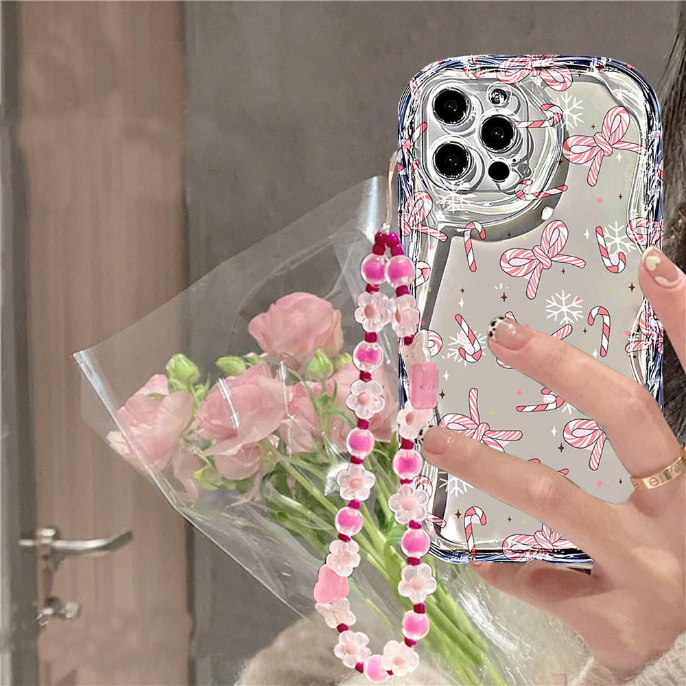 คริสต์มาสสีชมพูโบว์ปลอกhp Oppo A5 5G A5X A5 Pro A3X A60 A16 A38 A18 A17 A58 A78 A17K A15 A5S A77s A7