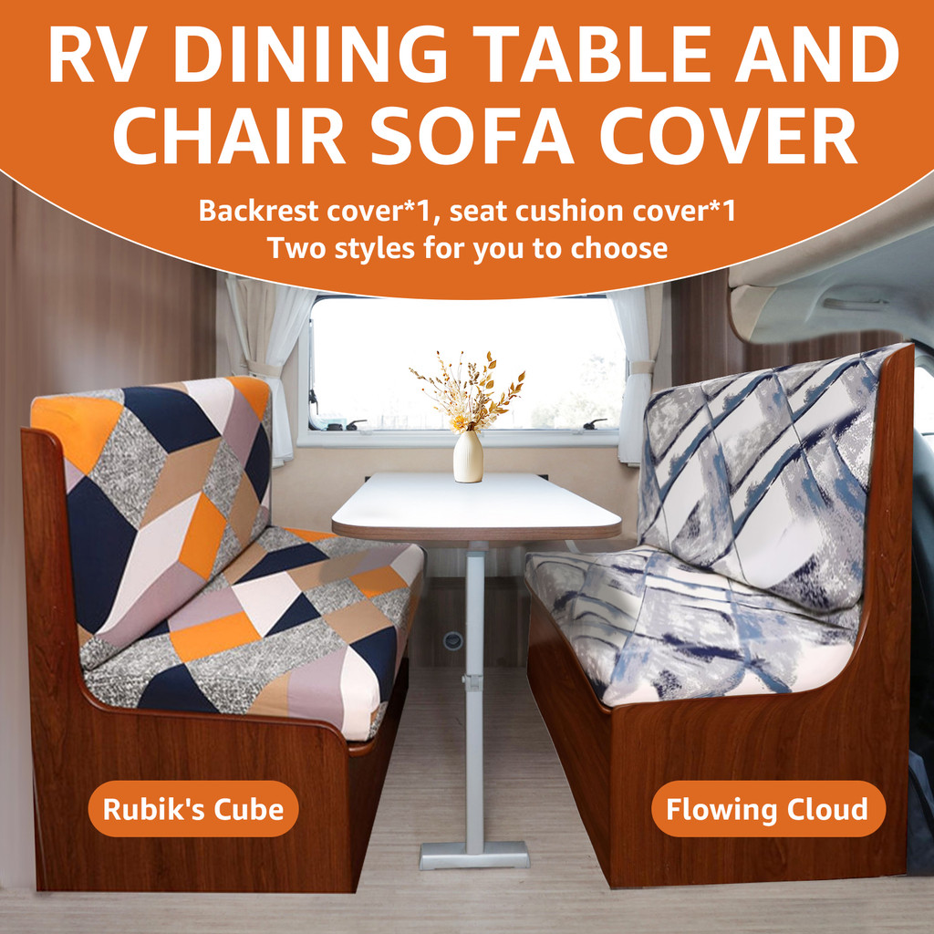 RV Dinette เบาะครอบคลุมยืด RV Dinette ที่นั่งครอบคลุมที่ถอดออกได้ล้างทําความสะอาดได้ Camper Cushion 