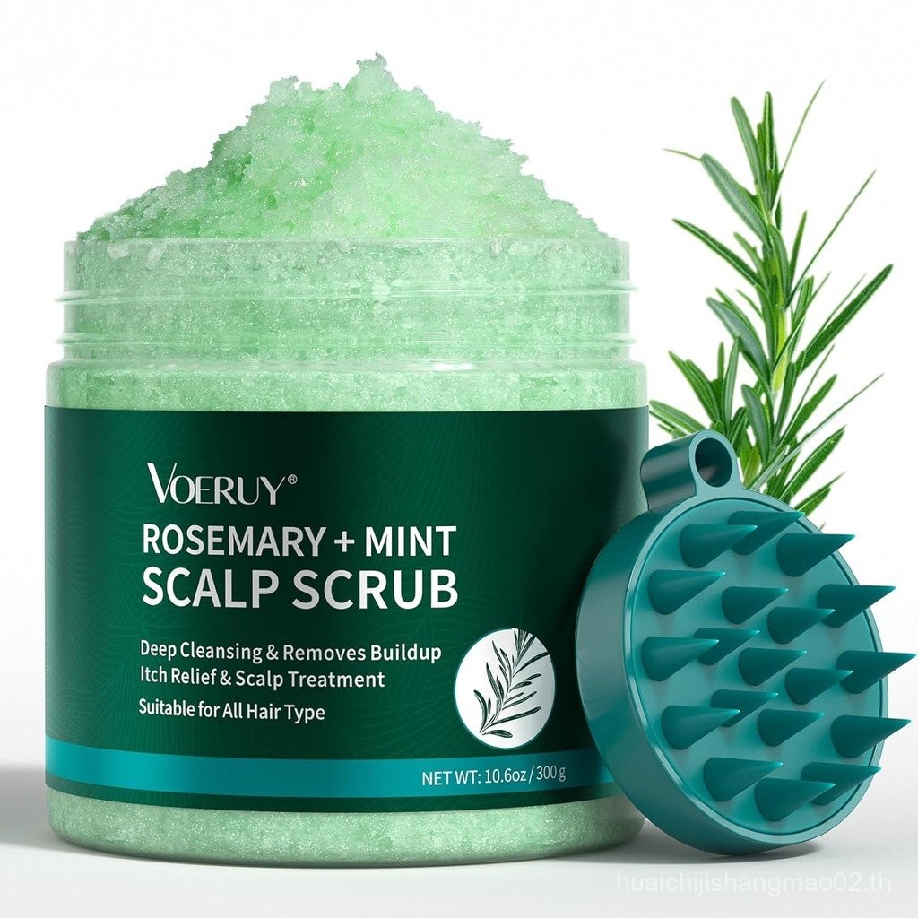 ขัดหนังศีรษะ Rosemary Scalp Exfoliator Scrub Shampoo 2-in-1 Scalp Treatment with Mint Oil Hair Treat