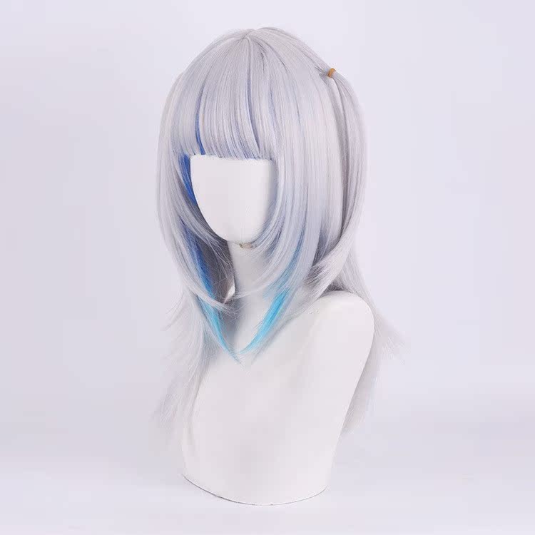 wig ผมปลอม ของคุณ Gawr Gura ตัวแทนของ Hololive ในลุค.Cosplay เป็นปลาฉลาม