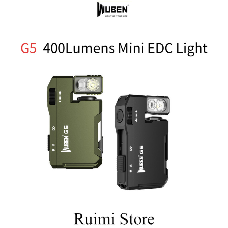 Wuben G5 400Lumens Mini EDC Light Type-C ชาร์จ Bulit-in แบตเตอรี่น้ําหนักเบาพิเศษ 180° หัวหมุนพร้อมไ