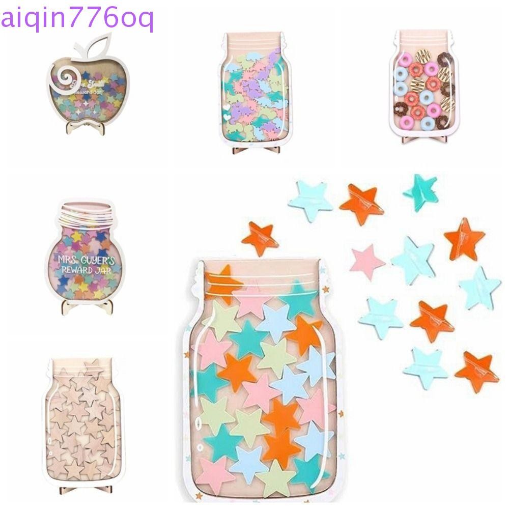 AIQINOQ Positive Beahavior Rewards Jar, ไม้การ์ตูนเด็ก Star Reward Jars, Routine Training Heart with