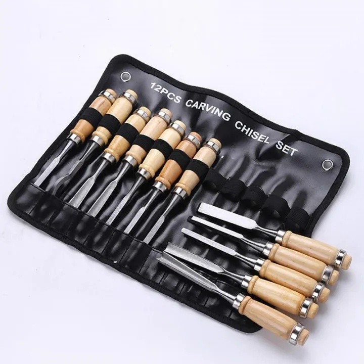 ชุดสิ่วช่างไม้ 12 ชิ้น สำหรับงานแกะสลักไม้และงานไม้ทั่วไป