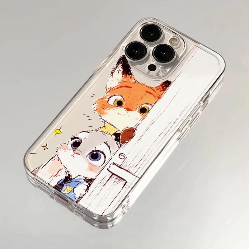 น่ารักฟ็อกซ์กระต่ายกรณีสําหรับ ไอโฟน 15มือโปร 17 16 14 13 12 11 มือโปร สูงสุด เอ็กซ์อาร์ 7 8 กันกระแทกปกปลอกอ่อน