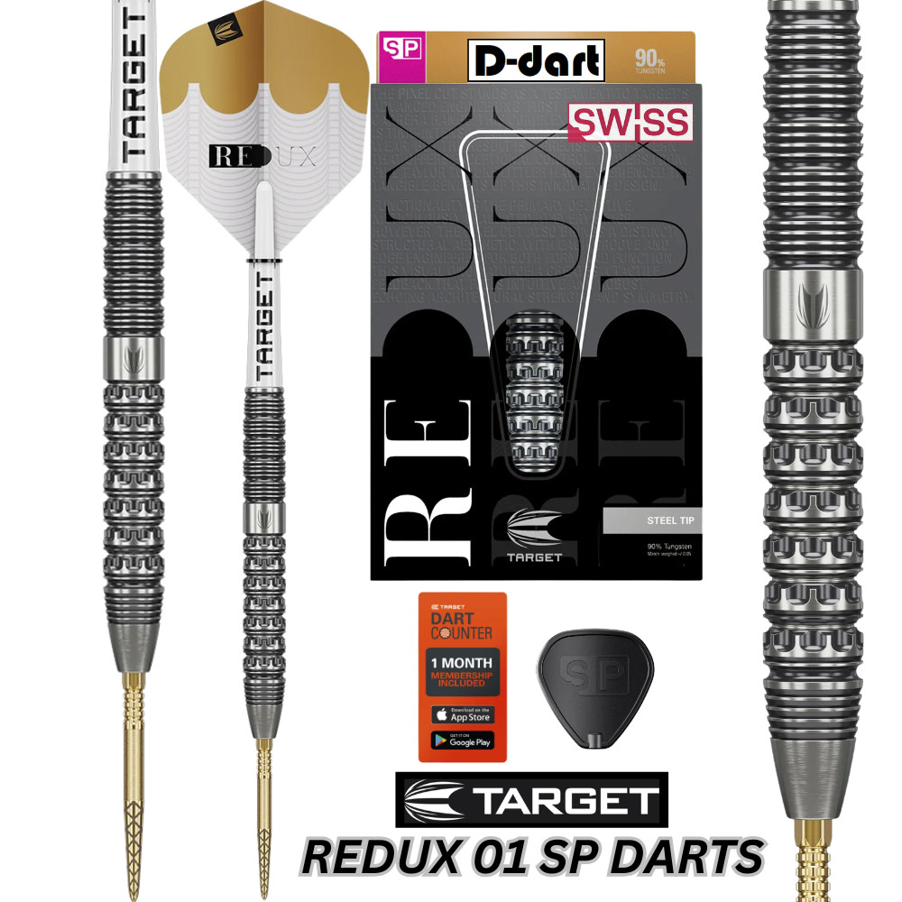 TIP STEEL DARTS - 22G/23G/24G/25G REDUX 01 (SWISS) SP 90% TUNGSTEN DART SET
