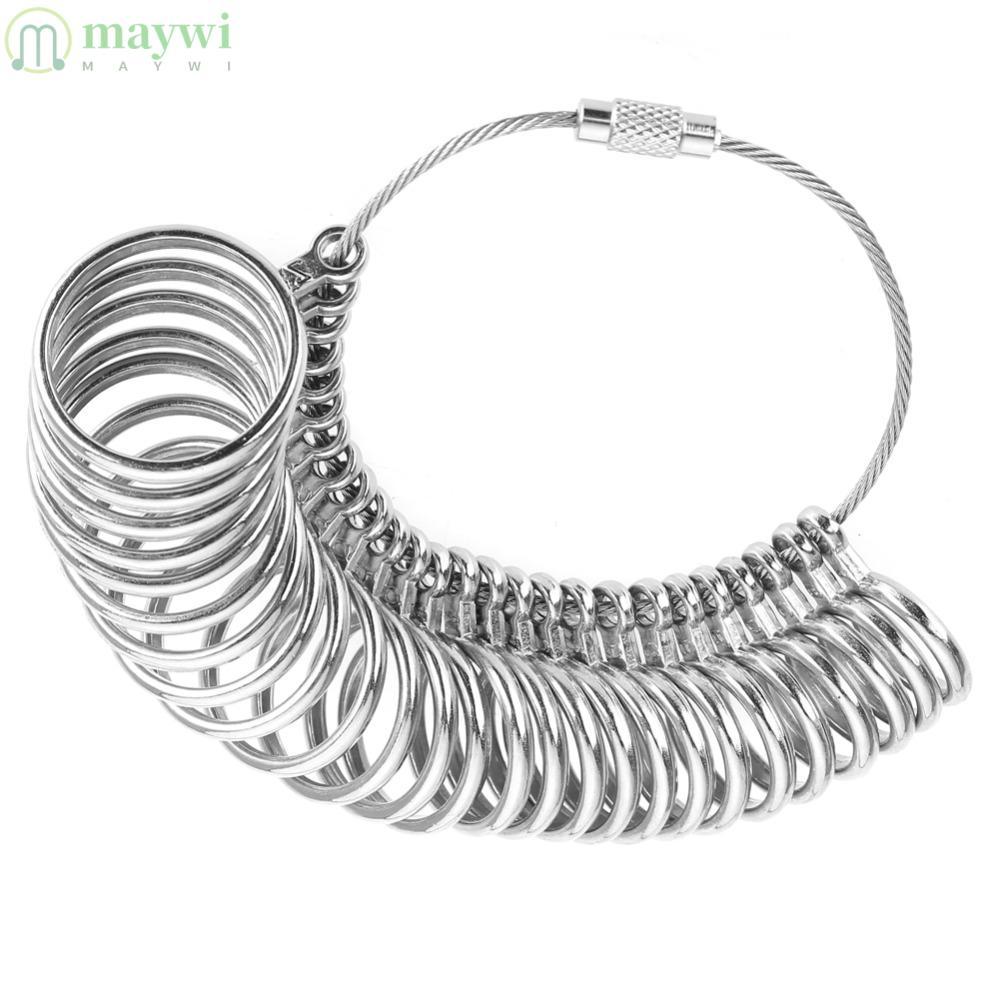 MAYWI Ring Sizer Gauge, วัสดุโลหะ 27 ชิ้น Ring Finger Sizer, Practical Ring Sizing Gauge ของใช้ส่วนต
