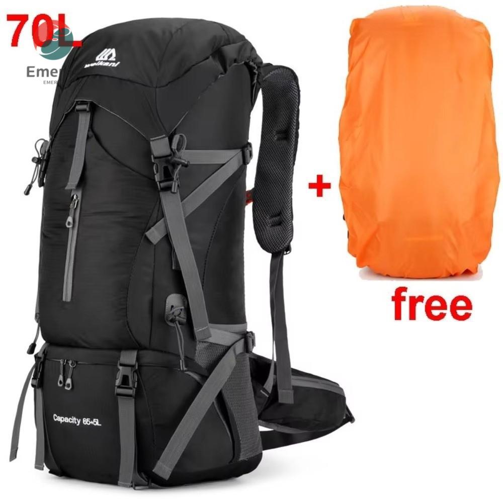 EMERAY Travel Rucksack,อเนกประสงค์ 70Lกระเป๋าเป้สะพายหลัง,แบบพกพามือถือขนาดใหญ่ความจุกระเป๋ากันน้ําD