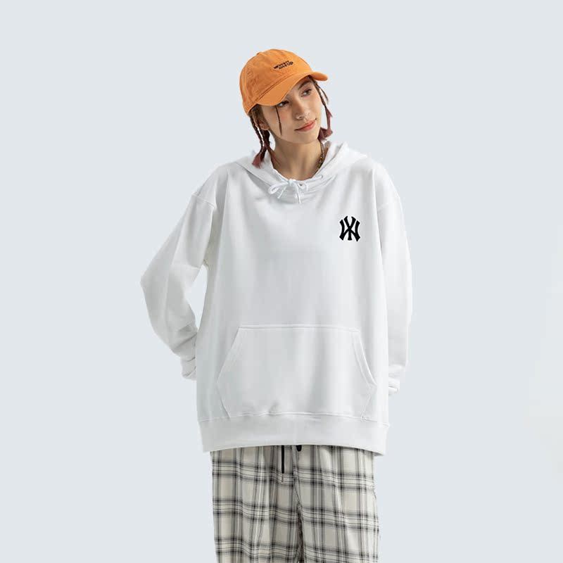 MLB Hoodie Oversize สำหรับผู้หญิงและผู้ชาย ฤดูใบไม้ผลิและใบไม้ร่วง หลวม ไหล่ตก