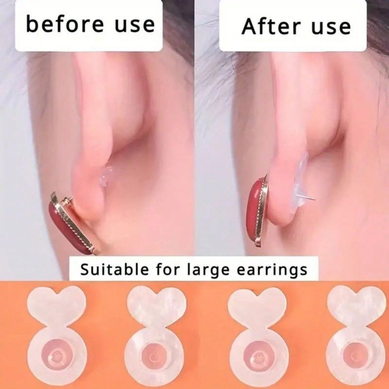 10PCS ต่างหูซิลิโคนด้านหลังสําหรับต่างหูหนักที่มองไม่เห็น