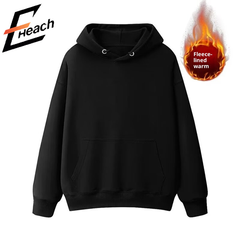 เสื้อฮู้ดผู้ชาย ออกแบบมาอย่างหลวมสบาย มีขนแกะและใช้วัสดุผ้าอเมริกัน ใส่ง่ายสำหรั
