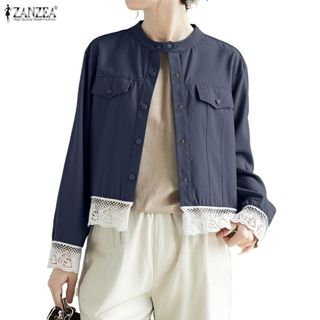 ZANZEA คาร์ดิแกนสไตล์เกาหลีสำหรับผู้หญิง แขนยาว มีปุ่ม ลายละ…