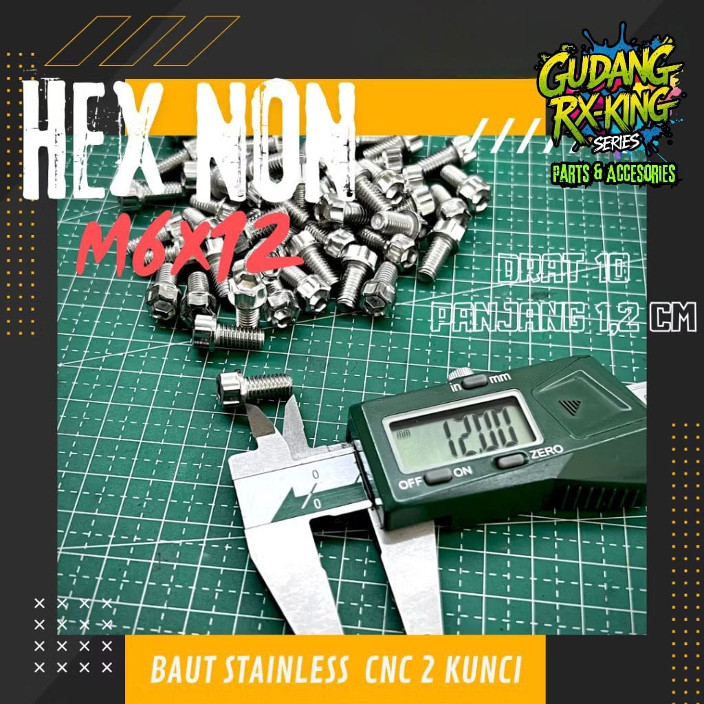 M6x12 mm STAINLESS CNC BOLT 2 HN KEYS M6x12mm (หน่วย)