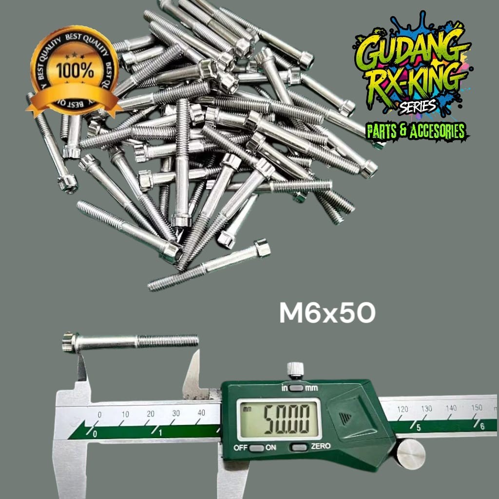 M6x50 mm STAINLESS CNC BOLT 2 HN KEYS M6x50mm (หน่วย)