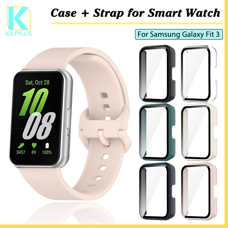สายซิลิโคนกรณีคอมพิวเต for Smartwatch Samsung Galaxy Fit 3 ป้องกันหน้าจอฝากกันชนกีฬาอ่อนแทนยางแถบสร้อยข้อมืออุปกรณ์เสริม