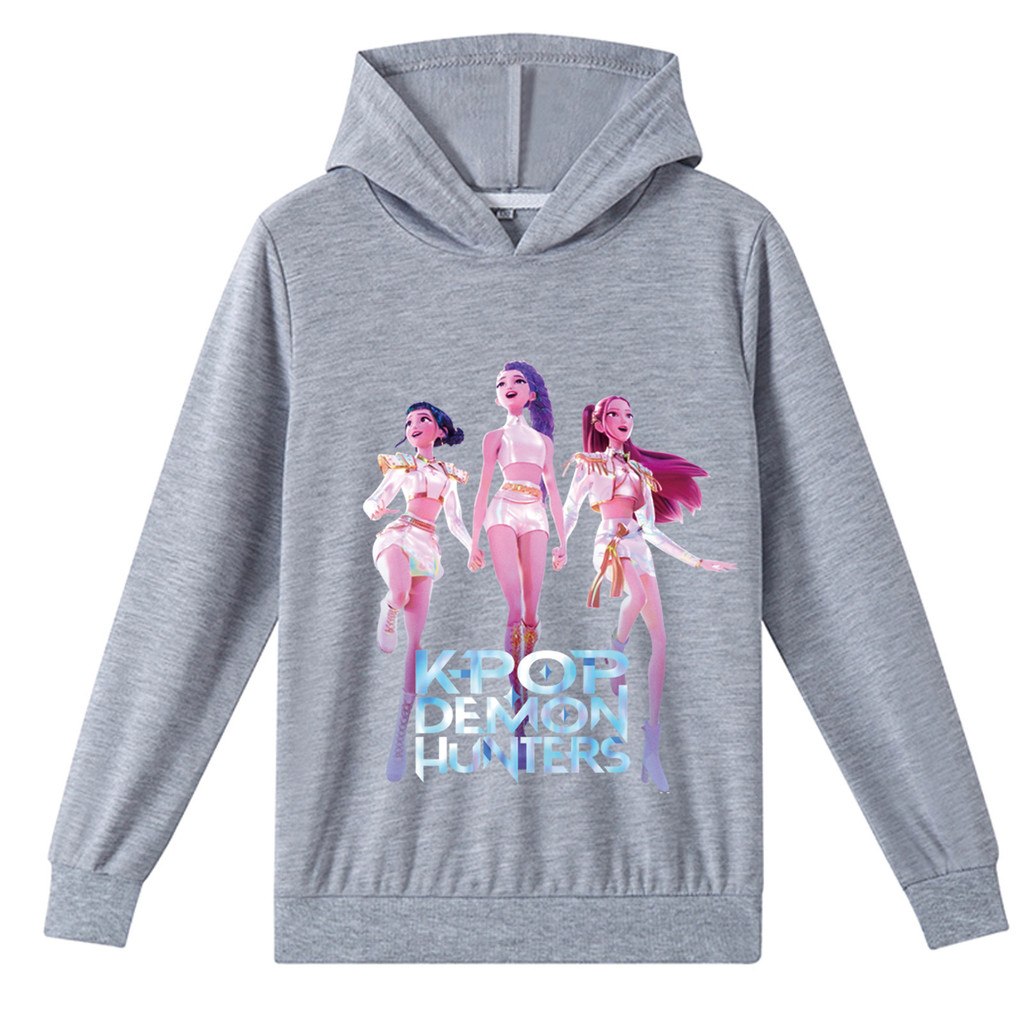 Kpop Demon Hunters 2D พิมพ์เสื้อกันหนาวหมวกสบายๆน่ารักเด็กชายและเด็กหญิงเด็กด้านบน