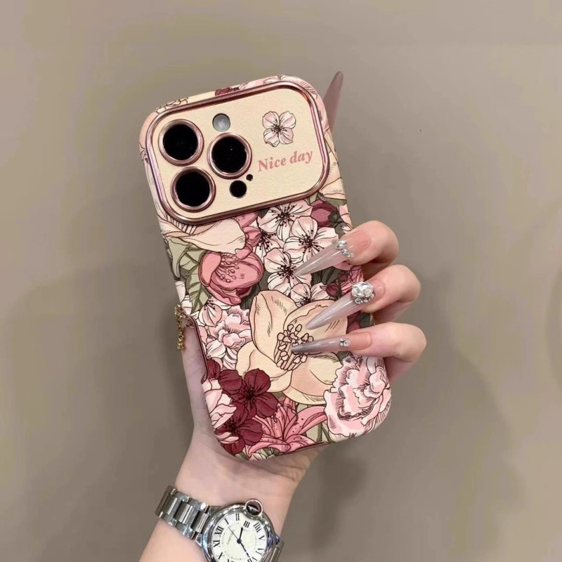 ภาพวาดสีน้ํามันดอกไม้ เคสไอโฟน 17 pro max 16 pro max เคส iPhone 13 15 16 14 pro max 17 17 pro ไอโฟน 15 pro max 13 pro max case 16 pro 15 pro 13 pro เคสโทรศัพท์ กันกระแทก หนัง