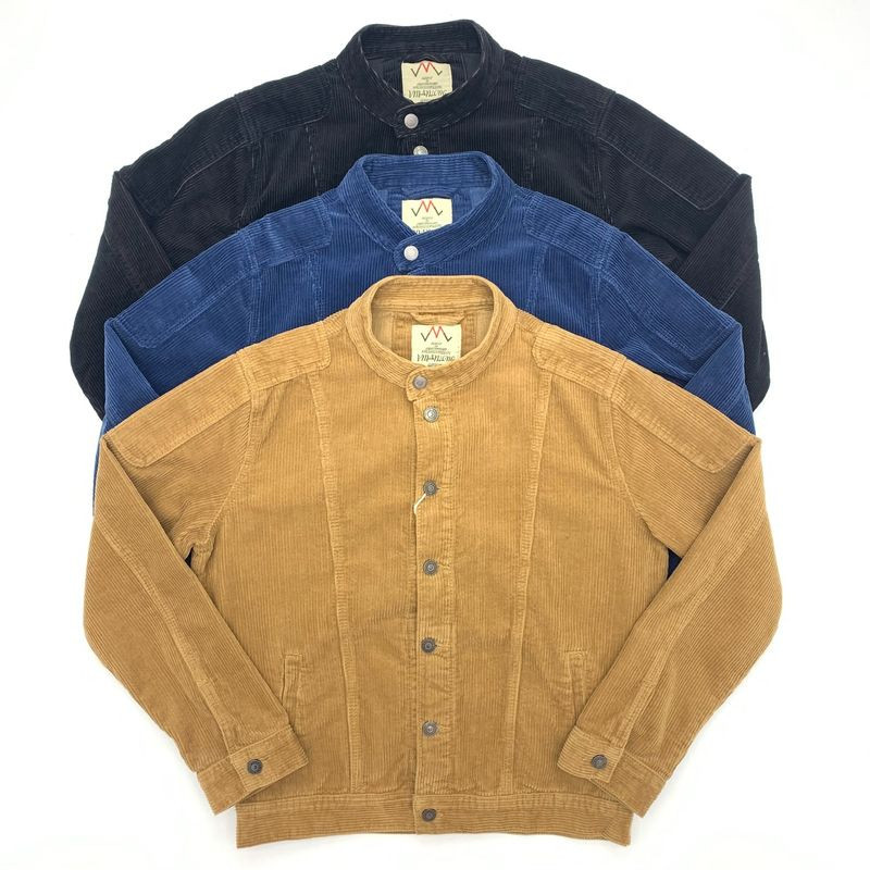 TIDE BEAR Corduroy Work Jacket Men Slim Stand Collar Retro Short Outerwear Coat