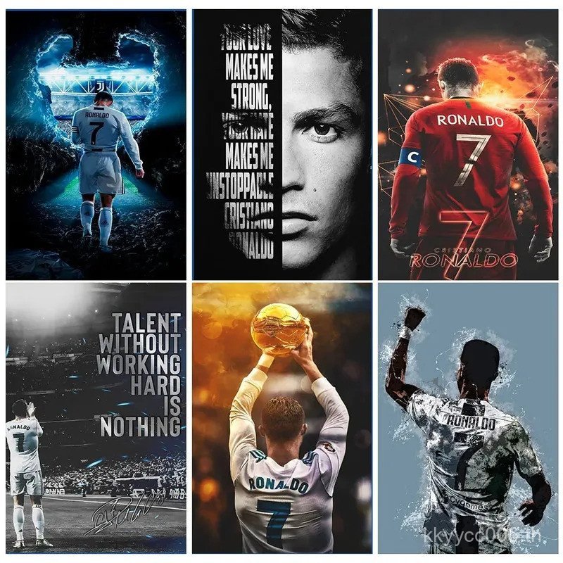 โปสเตอร์ Cristiano Ronaldo Super Football Star C-CR7 สร้างแรงบันดาลใจ สำหรับการประดับห้อง ไม่มีกรอบ 