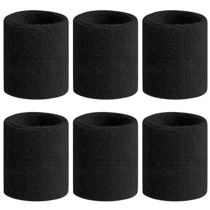 6pcs Sweat Absorption Sports Wristband, Moisture Wicking Wrist Guard For Tennis, Basketball, Running