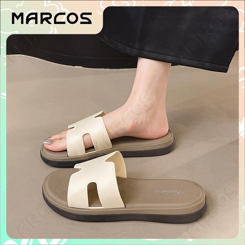 MARCOS  สไลด์สำหรับผู้หญิง  ส้นแบน รองเท้าแตะลำลอง เหมาะสำหรับสุภาพสตรี ใส่หน้าร้อน สไตล์การขนส่งจากกรุงเทพ #07